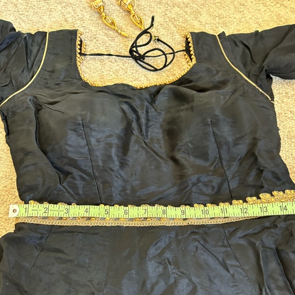 Black Anarkali with Floral Chunni and Pajami - Picture 10 of 16